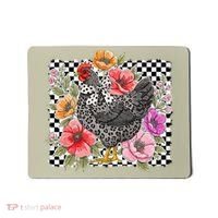 Checkered Flower Chicken Hen Lover Wildflower Chicken Mama Mousepad thumb 0