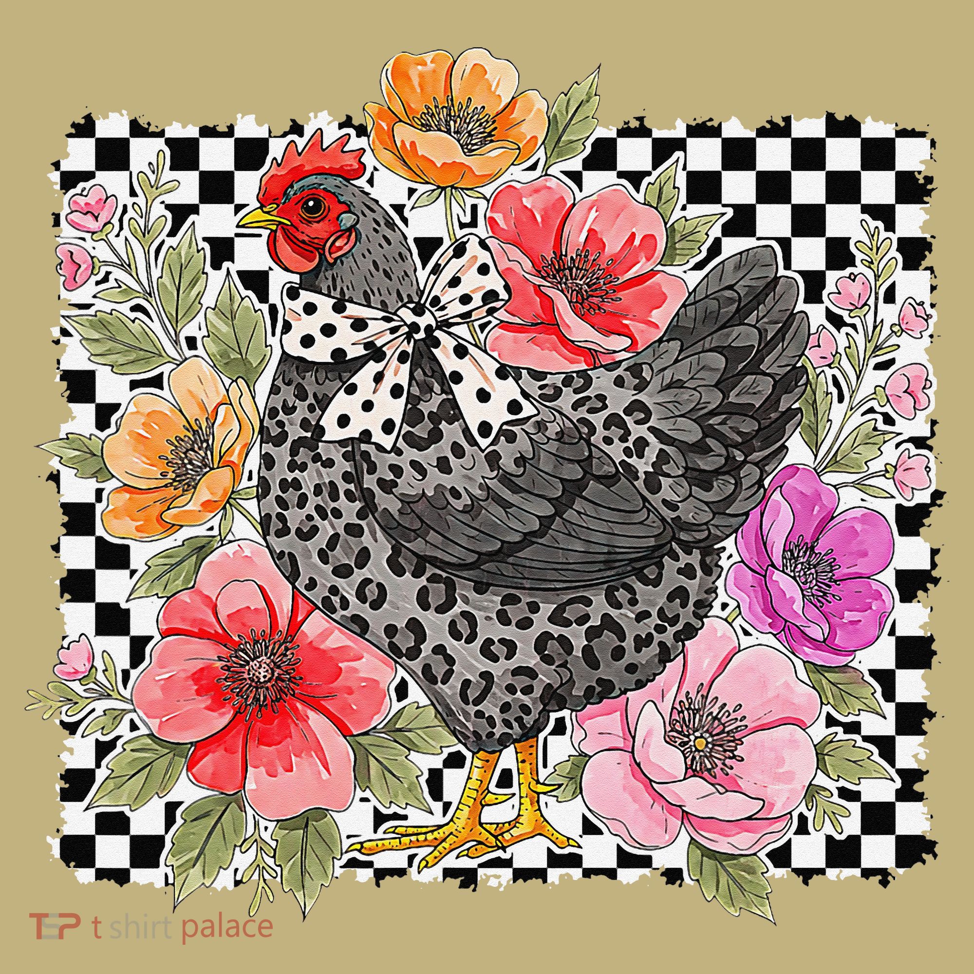 Checkered Flower Chicken Hen Lover Wildflower Chicken Mama Mousepad