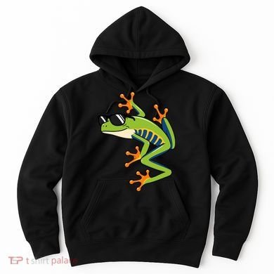 Cool Fun Cartoon Frog Sunglasses Summer Beach Hoodie