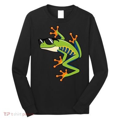 Cool Fun Cartoon Frog Sunglasses Summer Beach Long Sleeve Shirt