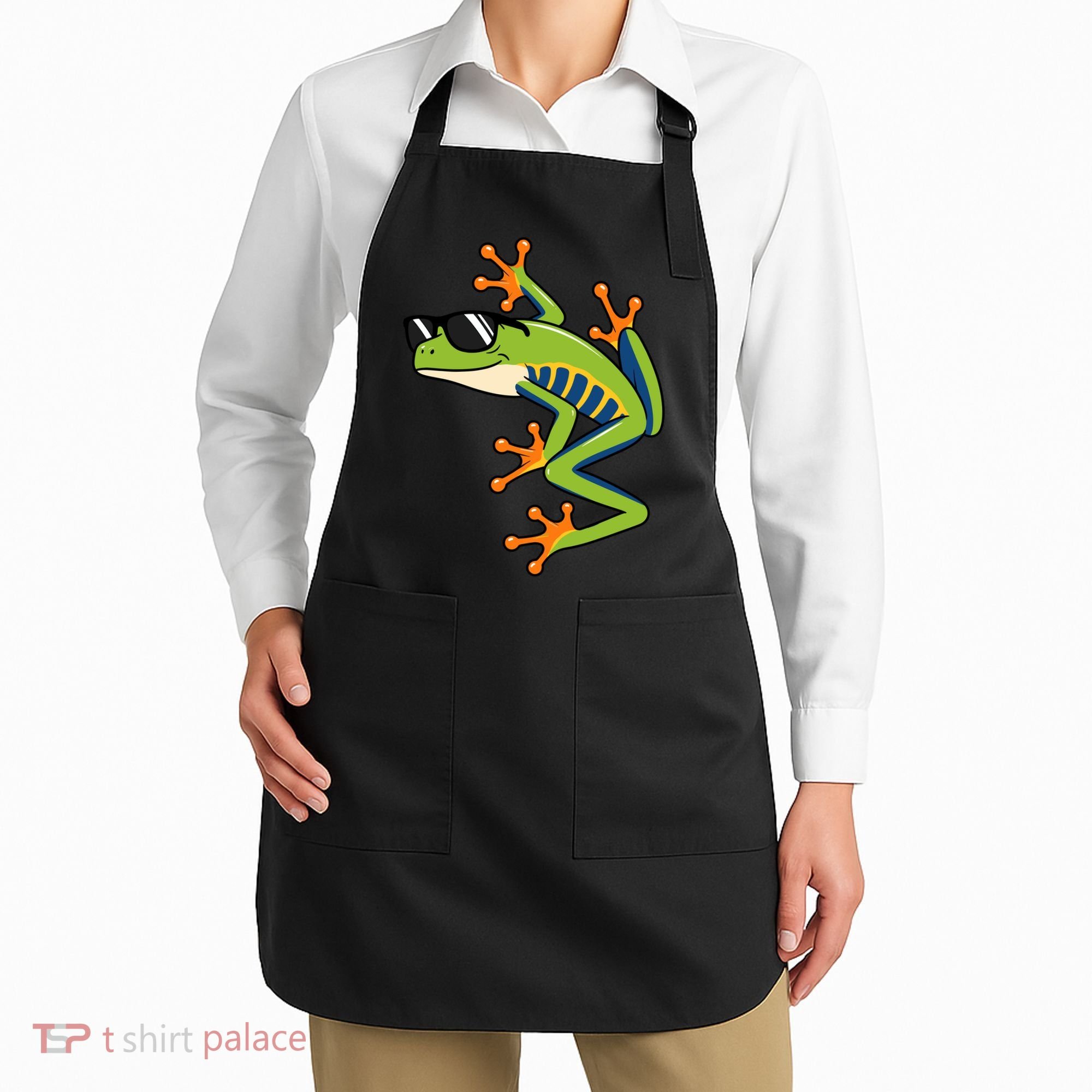 Cool Fun Cartoon Frog Sunglasses Summer Beach Apron
