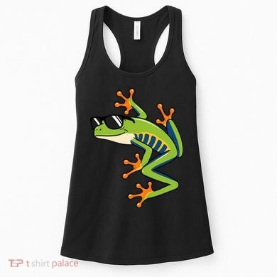 Cool Fun Cartoon Frog Sunglasses Summer Beach Women's Tank Top