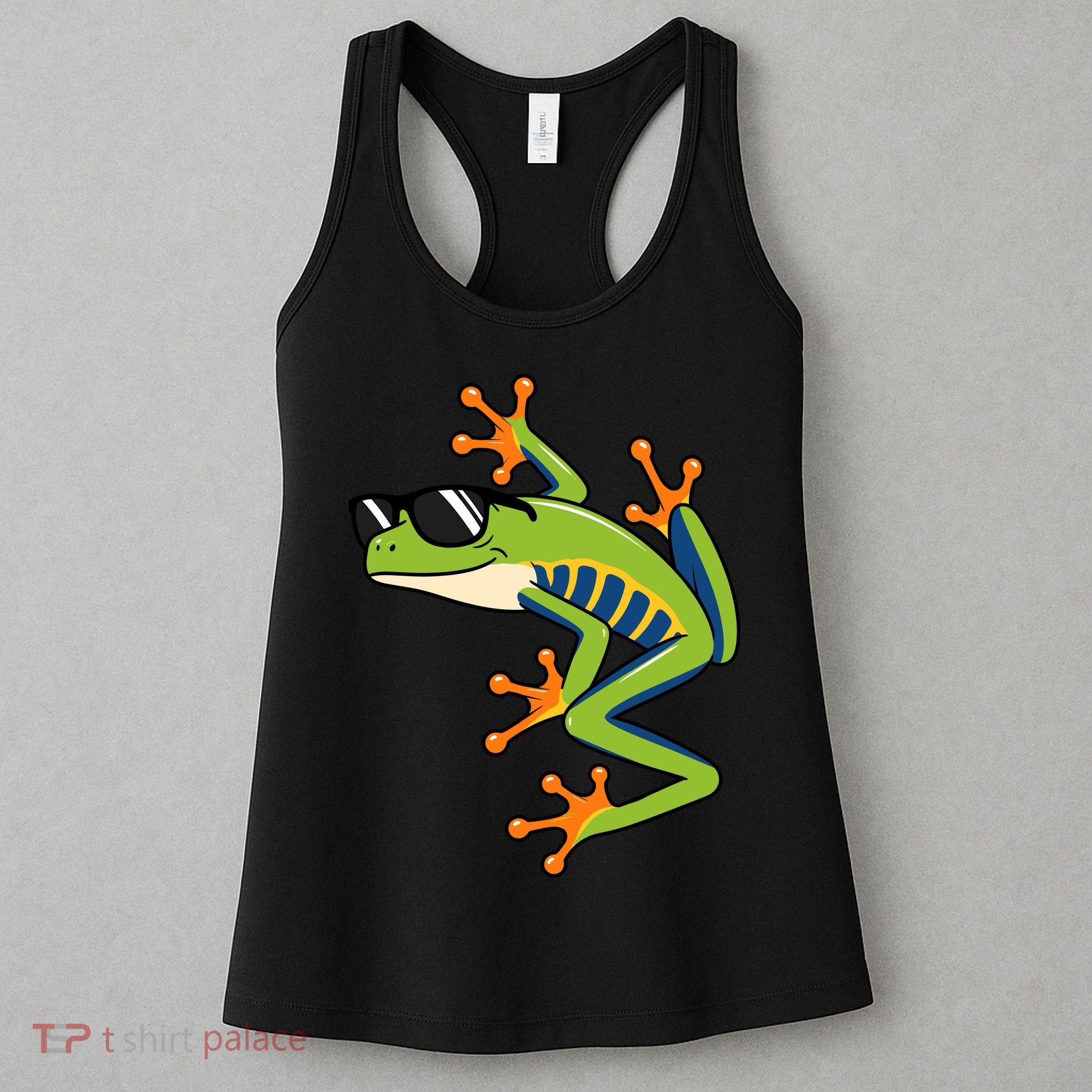 Cool Fun Cartoon Frog Sunglasses Summer Beach Women's Tank Top