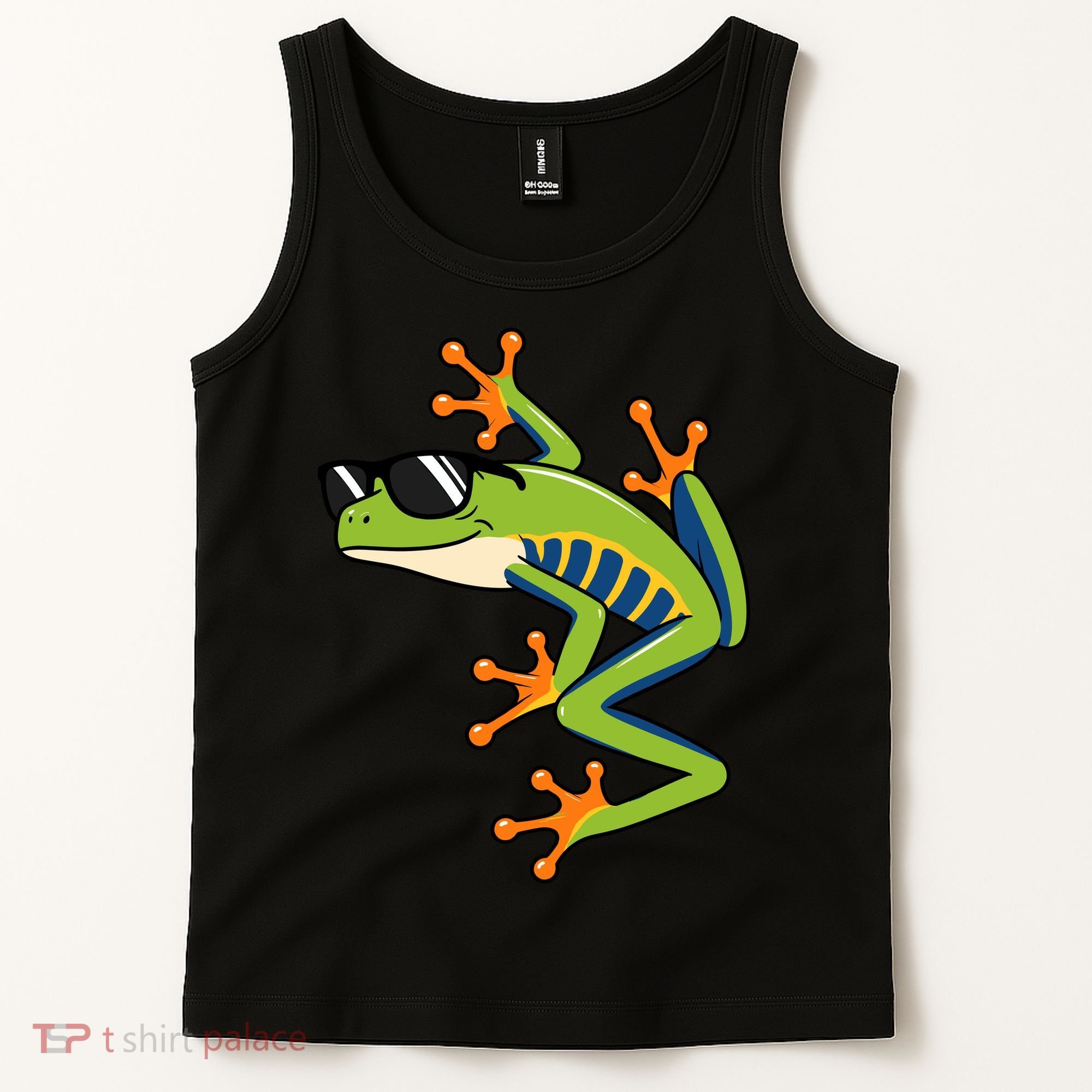Cool Fun Cartoon Frog Sunglasses Summer Beach Tank Top