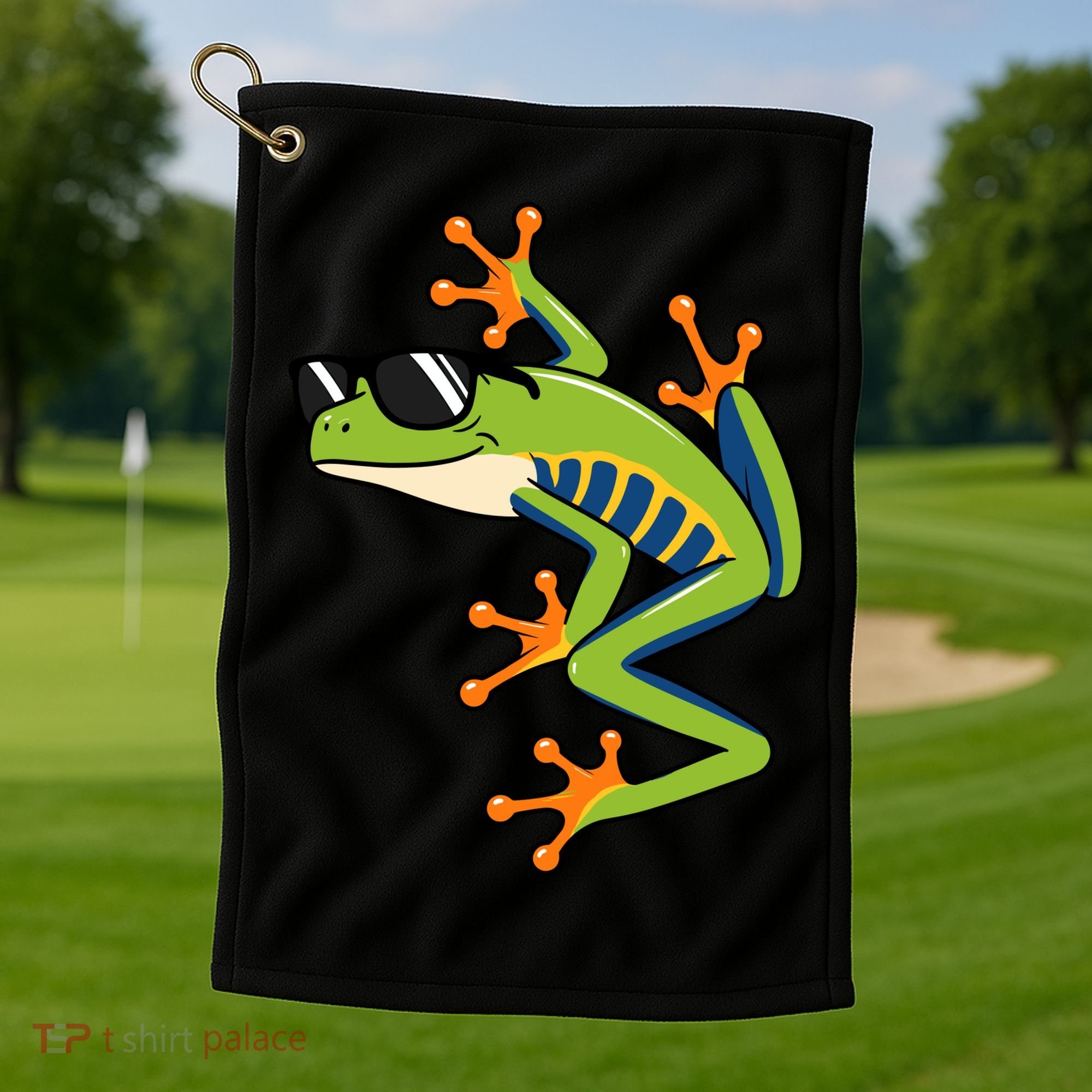 Cool Fun Cartoon Frog Sunglasses Summer Beach Golf Towel