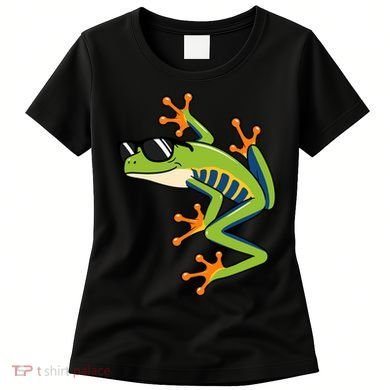 Cool Fun Cartoon Frog Sunglasses Summer Beach Women's T-Shirt