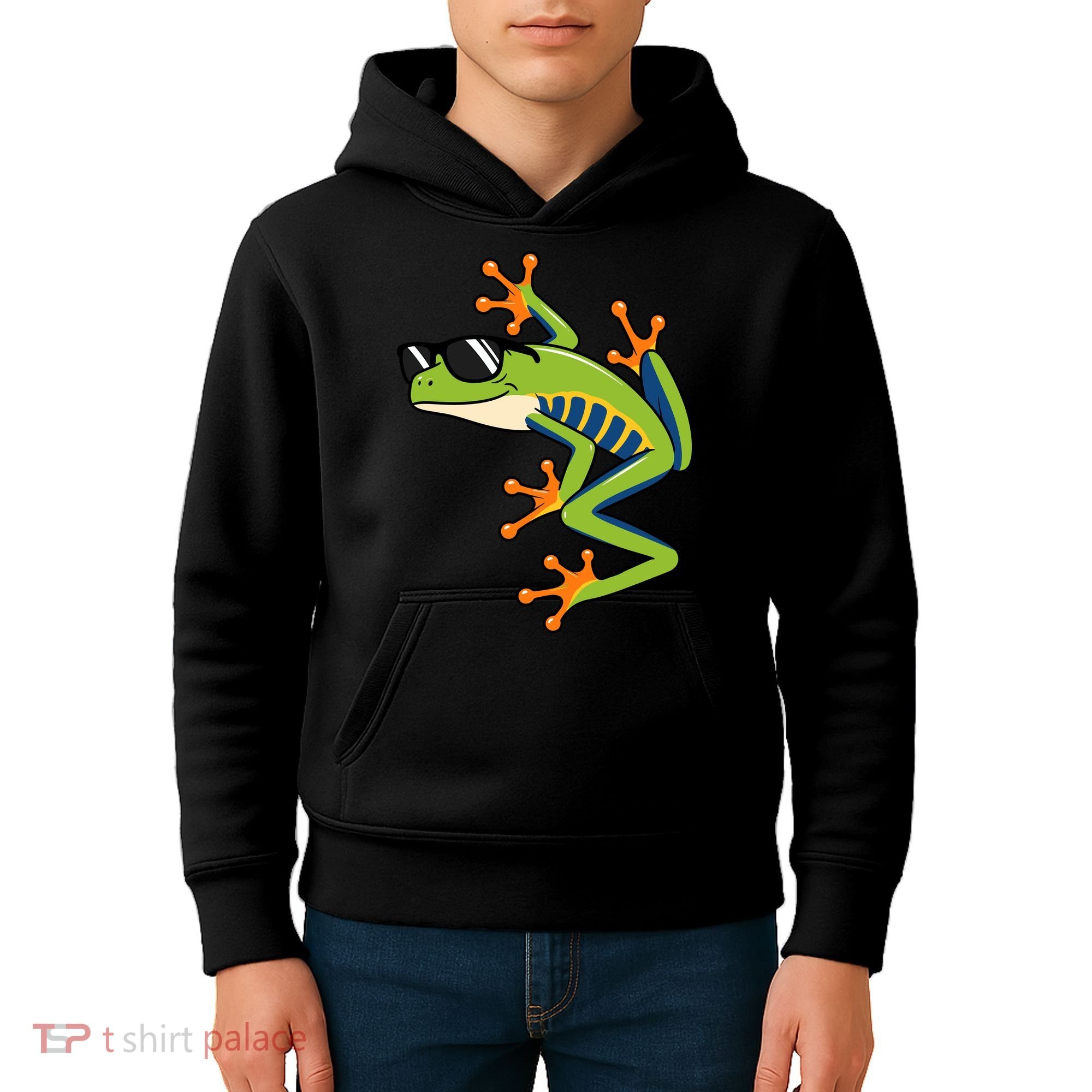 Cool Fun Cartoon Frog Sunglasses Summer Beach Kids Hoodie