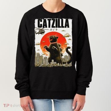 Catzilla Funny Cat Lover Kitten Catzilla Cat Japanese Art Women's Sweatshirt