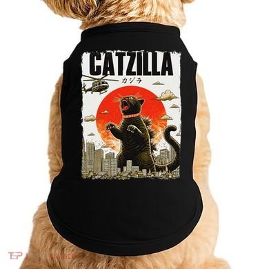 Catzilla Funny Cat Lover Kitten Catzilla Cat Japanese Art Doggie Tank