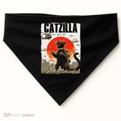 Catzilla Funny Cat Lover Kitten Catzilla Cat Japanese Art USA-Made Doggie Bandana