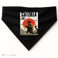Catzilla Funny Cat Lover Kitten Catzilla Cat Japanese Art USA-Made Doggie Bandana thumb 0
