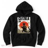 Catzilla Funny Cat Lover Kitten Catzilla Cat Japanese Art Hoodie thumb 0