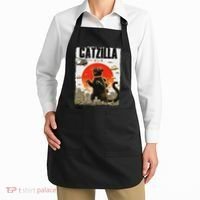 Catzilla Funny Cat Lover Kitten Catzilla Cat Japanese Art Apron thumb 2