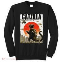 Catzilla Funny Cat Lover Kitten Catzilla Cat Japanese Art Sweatshirt thumb 0