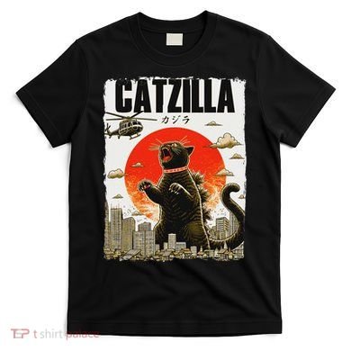 Catzilla Funny Cat Lover Kitten Catzilla Cat Japanese Art T-Shirt