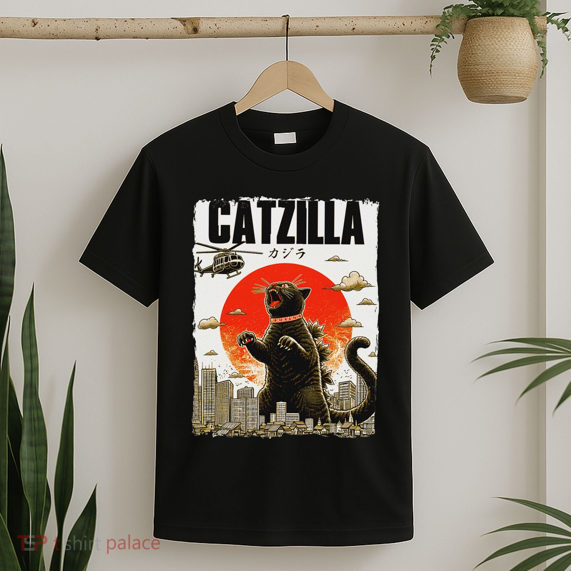 Catzilla Funny Cat Lover Kitten Catzilla Cat Japanese Art T-Shirt