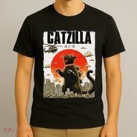 Catzilla Funny Cat Lover Kitten Catzilla Cat Japanese Art T-Shirt thumb 3