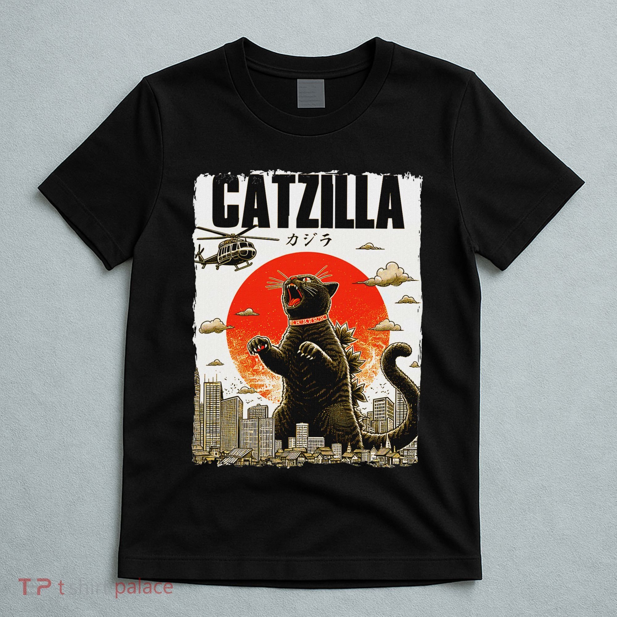 Catzilla Funny Cat Lover Kitten Catzilla Cat Japanese Art T-Shirt