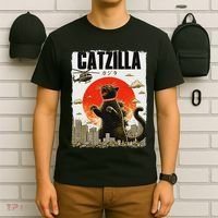 Catzilla Funny Cat Lover Kitten Catzilla Cat Japanese Art T-Shirt thumb 6