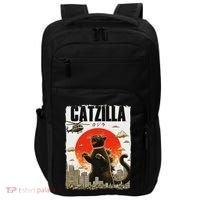 Catzilla Funny Cat Lover Kitten Catzilla Cat Japanese Art Impact Tech Backpack thumb 0