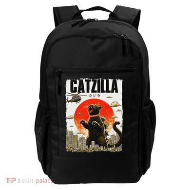 Catzilla Funny Cat Lover Kitten Catzilla Cat Japanese Art Backpack