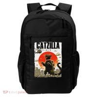 Catzilla Funny Cat Lover Kitten Catzilla Cat Japanese Art Backpack thumb 0