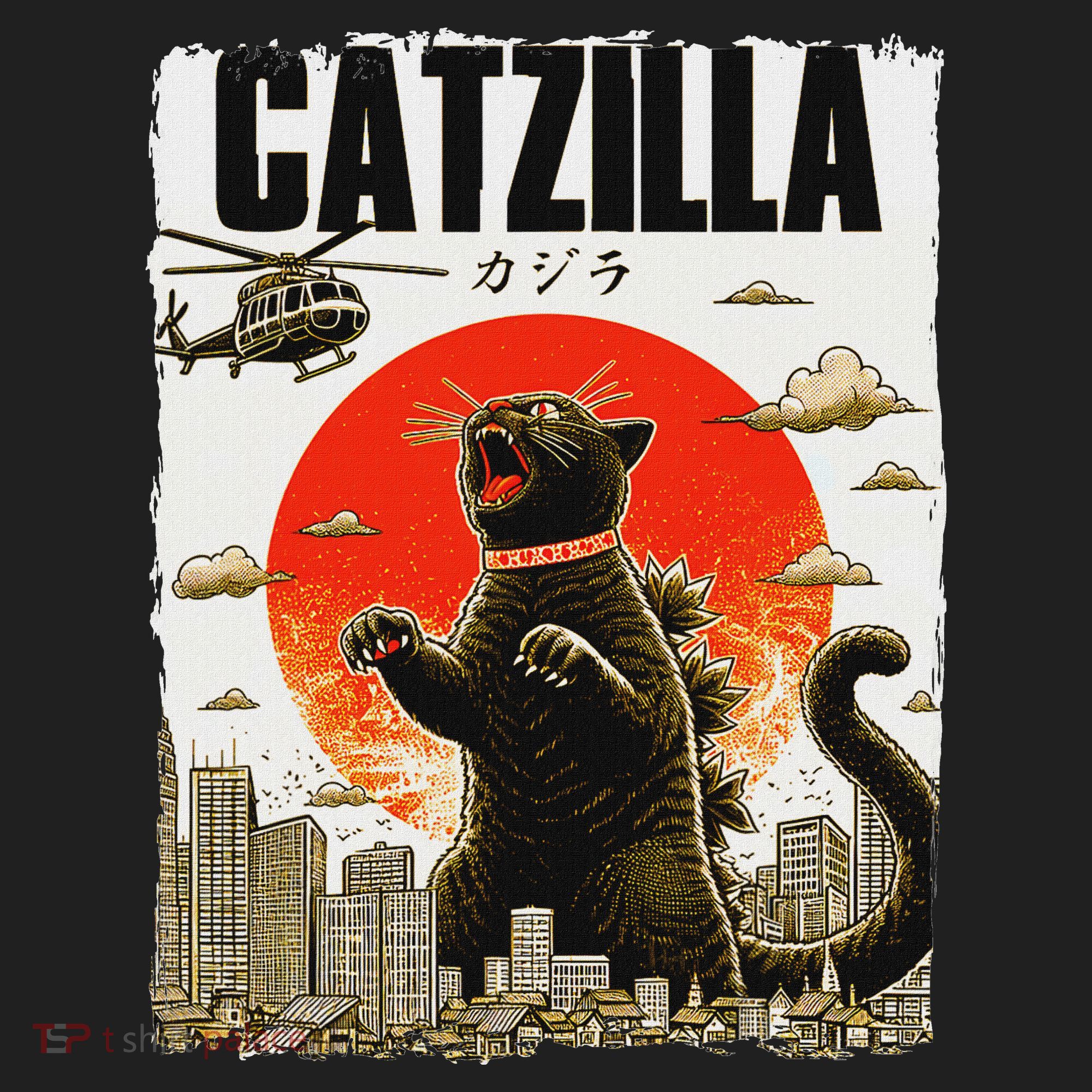 Catzilla Funny Cat Lover Kitten Catzilla Cat Japanese Art Beanie