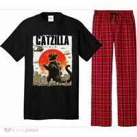 Catzilla Funny Cat Lover Kitten Catzilla Cat Japanese Art Pajama Set thumb 0