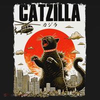 Catzilla Funny Cat Lover Kitten Catzilla Cat Japanese Art Women's Hoodie thumb 2