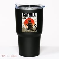 Catzilla Funny Cat Lover Kitten Catzilla Cat Japanese Art Tumbler thumb 0