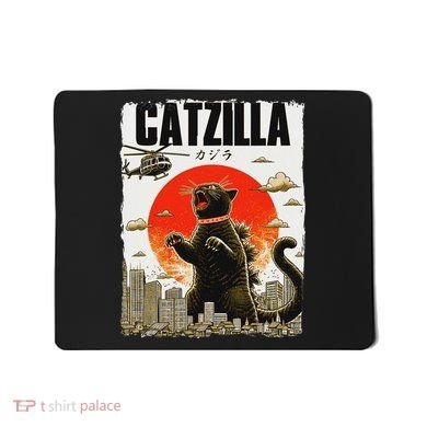 Catzilla Funny Cat Lover Kitten Catzilla Cat Japanese Art Mousepad