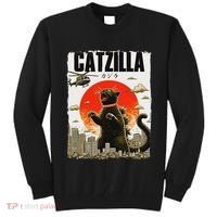 Catzilla Funny Cat Lover Kitten Catzilla Cat Japanese Art Tall Sweatshirt thumb 0