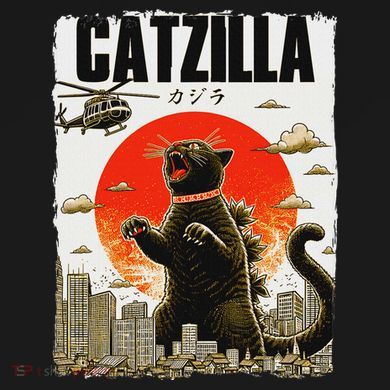 Catzilla Funny Cat Lover Kitten Catzilla Cat Japanese Art Tall Sweatshirt
