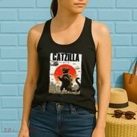 Catzilla Funny Cat Lover Kitten Catzilla Cat Japanese Art Women's Tank Top thumb 2