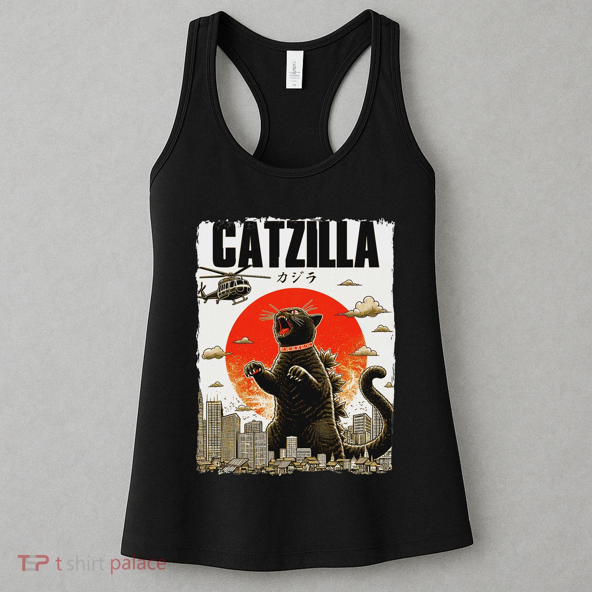 Catzilla Funny Cat Lover Kitten Catzilla Cat Japanese Art Women's Tank Top