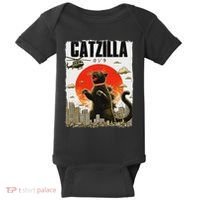 Catzilla Funny Cat Lover Kitten Catzilla Cat Japanese Art Baby Bodysuit thumb 0