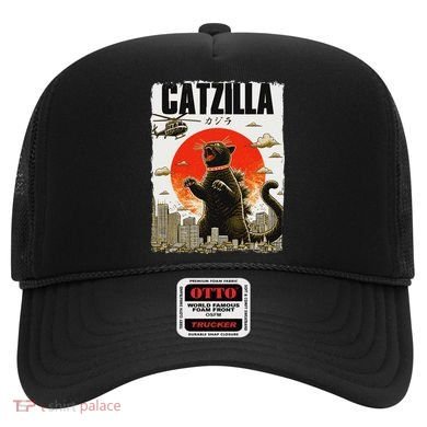 Catzilla Funny Cat Lover Kitten Catzilla Cat Japanese Art Hat