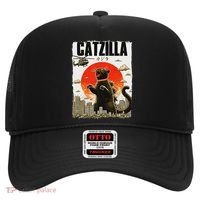 Catzilla Funny Cat Lover Kitten Catzilla Cat Japanese Art Hat thumb 0