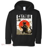 Catzilla Funny Cat Lover Kitten Catzilla Cat Japanese Art Toddler Hoodie thumb 0