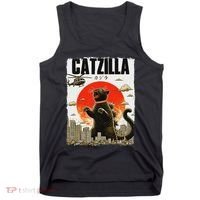 Catzilla Funny Cat Lover Kitten Catzilla Cat Japanese Art Tank Top thumb 0