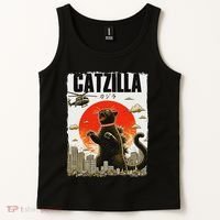 Catzilla Funny Cat Lover Kitten Catzilla Cat Japanese Art Tank Top thumb 2