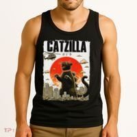 Catzilla Funny Cat Lover Kitten Catzilla Cat Japanese Art Tank Top thumb 3