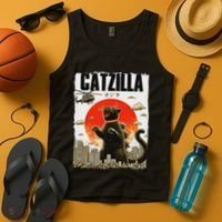 Catzilla Funny Cat Lover Kitten Catzilla Cat Japanese Art Tank Top thumb 4