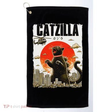 Catzilla Funny Cat Lover Kitten Catzilla Cat Japanese Art Golf Towel