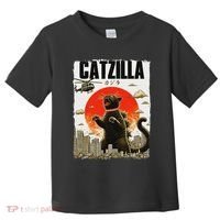 Catzilla Funny Cat Lover Kitten Catzilla Cat Japanese Art Toddler T-Shirt thumb 0