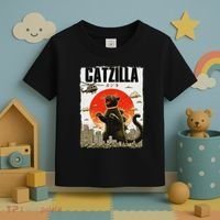 Catzilla Funny Cat Lover Kitten Catzilla Cat Japanese Art Toddler T-Shirt thumb 3