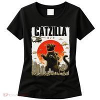 Catzilla Funny Cat Lover Kitten Catzilla Cat Japanese Art Women's T-Shirt thumb 0