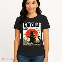 Catzilla Funny Cat Lover Kitten Catzilla Cat Japanese Art Women's T-Shirt thumb 4