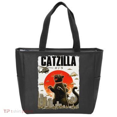 Catzilla Funny Cat Lover Kitten Catzilla Cat Japanese Art Tote Bag