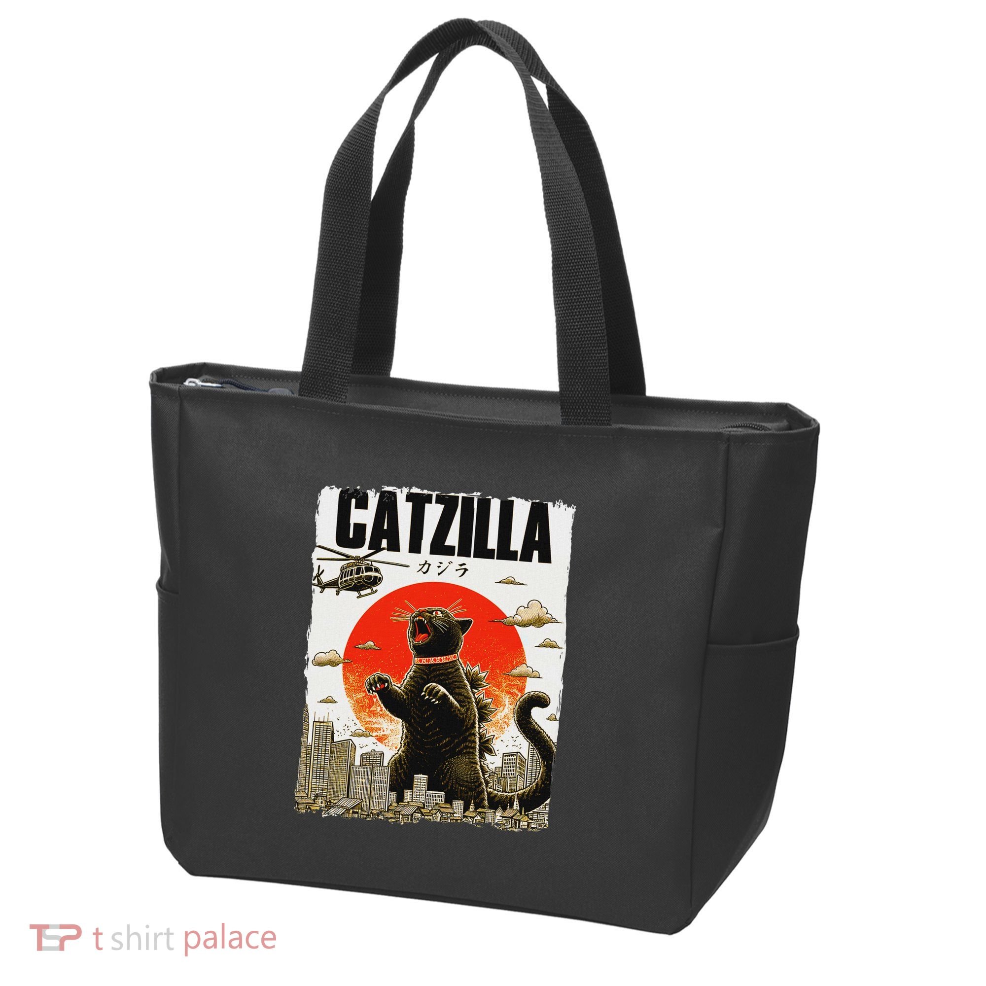 Catzilla Funny Cat Lover Kitten Catzilla Cat Japanese Art Tote Bag
